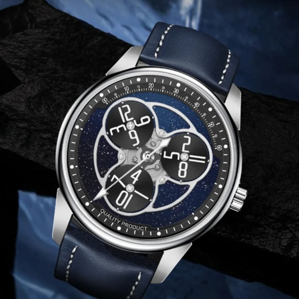 PINDU Designs 2024 New Star Wheel Mechanical Watch Blue Fashion Starry Sky Watch